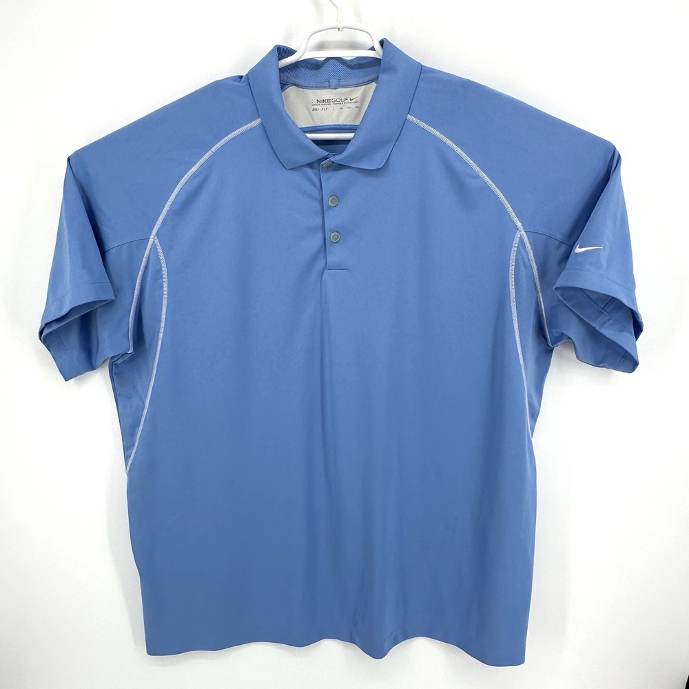 Nike Golf Shirt Mens 3XL Candy Blue Performance Polo Contrast Stitch Dri Fit